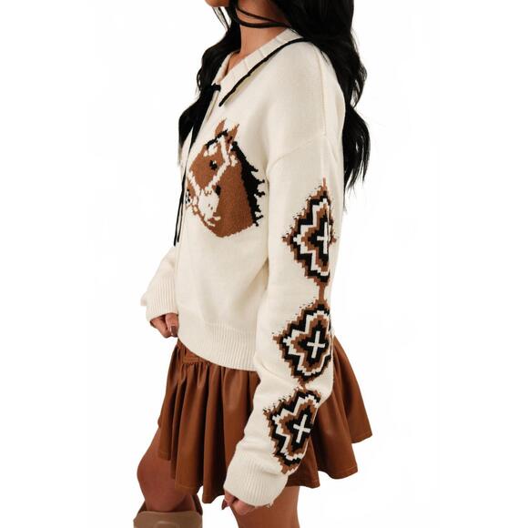 NEW ROWDY CROWD western belle cardigan in ivory - Picture 2 of 3